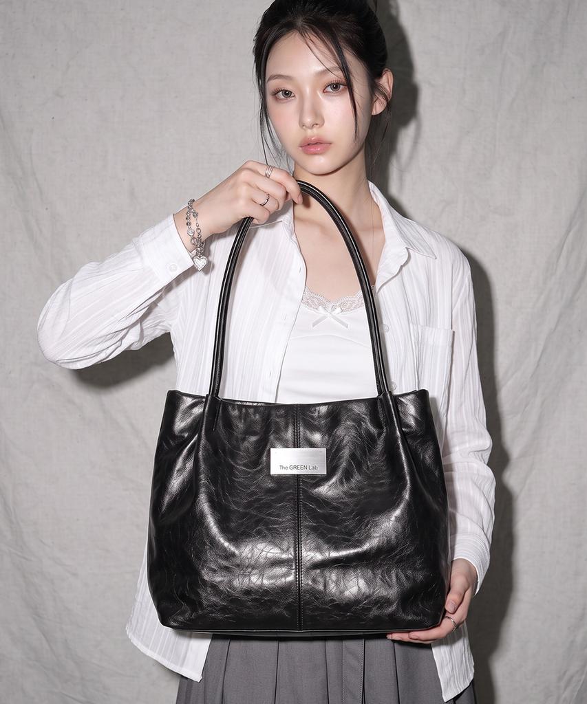 The Green Lab Soft Crack Square Shoulder Bag [Olive]