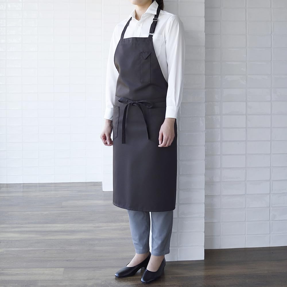 CT2362 Bib Apron 8 Charcoal Gray Free [Seven Uniform] CT2362-8