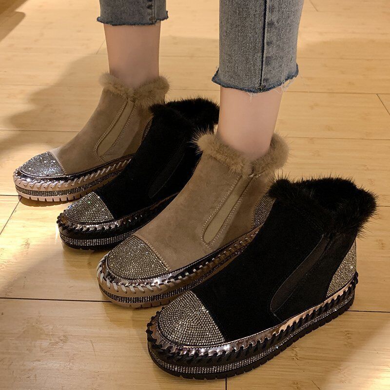 Women's lightweight comfortable thick sole cold warm padded snow boots non-slip wear-resistant outdoor sports Martin cotton boots