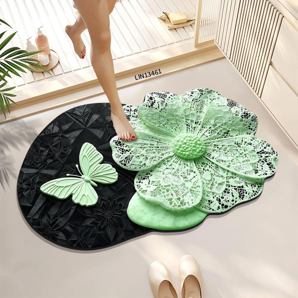 Home diatomaceous earth floor mat, soft diatomaceous earth bathroom absorbent mat, wear-resistant bathroom door mat 40x60cm зелёный