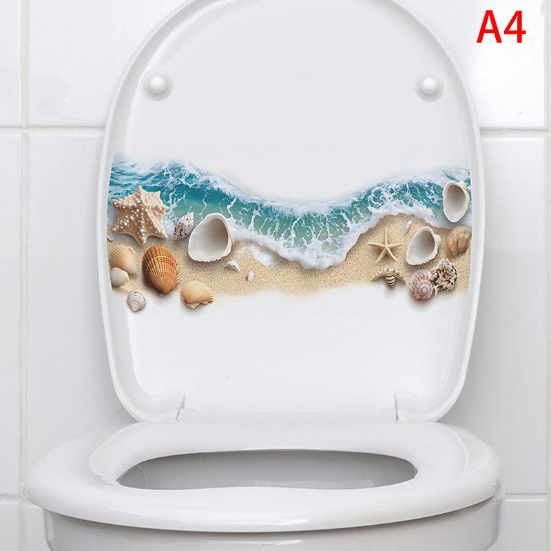 

Синяя Ракушка Морская Звезда Наклейка на Крышку Унитаза для Дома Креативная Наклейка для Ванной Водонепроницаемая Многоразовая ПВХ Наклейка Для Декора Ванной Комнаты