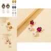 Modern Geometric Square Earrings With Rhinestones In Stylish Alloy Finish