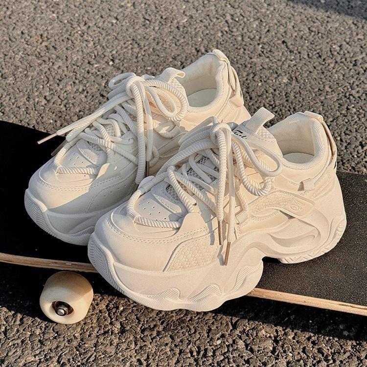 Thick-soled Heightening Daddy Shoes Women's Spring and Autumn Korean Version of The Fried Street Show Feet Small Casual Sports Shoes