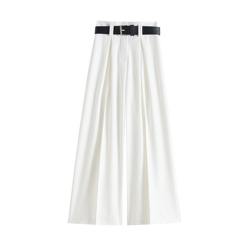 Women's Spring 2025 French-Style High-Waisted Wide-Leg Suit Pants