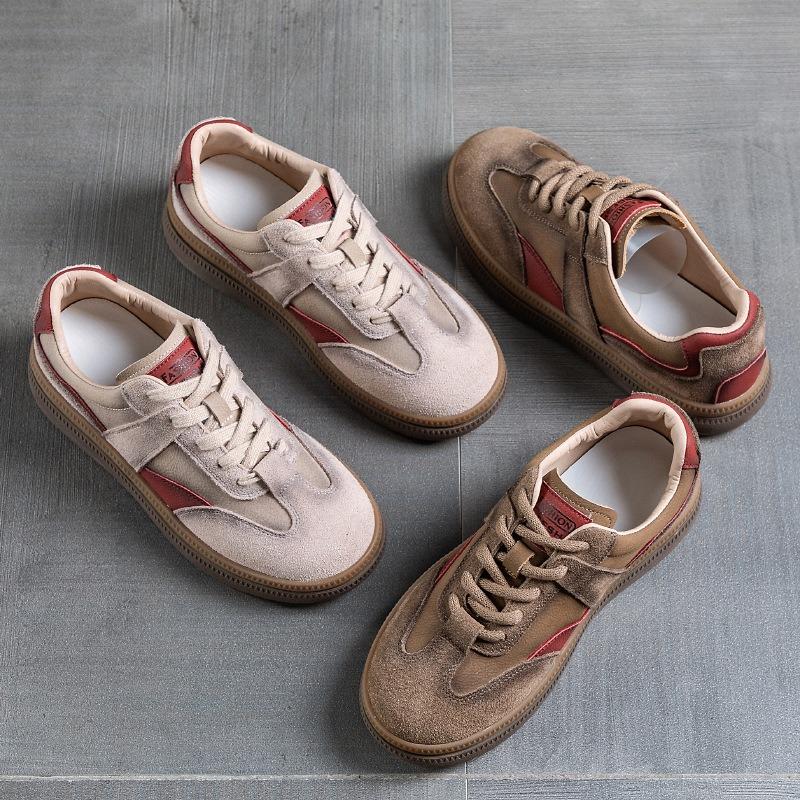 Retro women's autumn new leather casual sports women