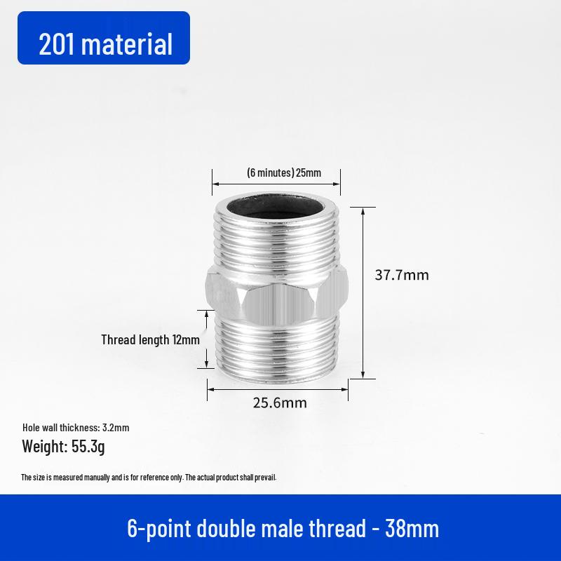 Stainless Steel Extended Reducing Coupling 6-Point to 4-Point Faucet Pipe Fitting