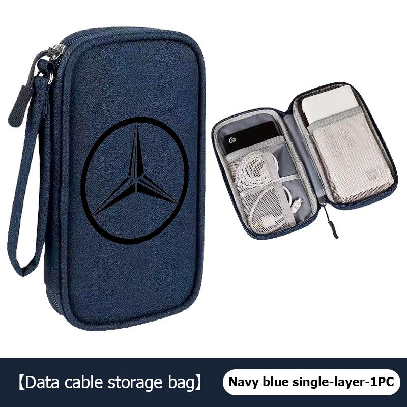 

For Benz Portable Digital Storage Bag Organizer Phone Charging Data Cable Storage Bag Exclusive AMG W124 W203 W204 SPRINTER V
