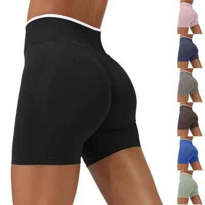Shorts de Sport Cycliste Seamless Color Block Yoga Ajustés pour Femmes