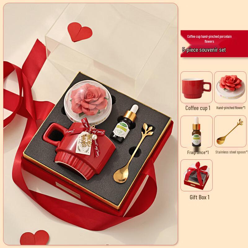 Lianxiji Hand-Pinched Porcelain Coffee Cup Set (5-Piece)