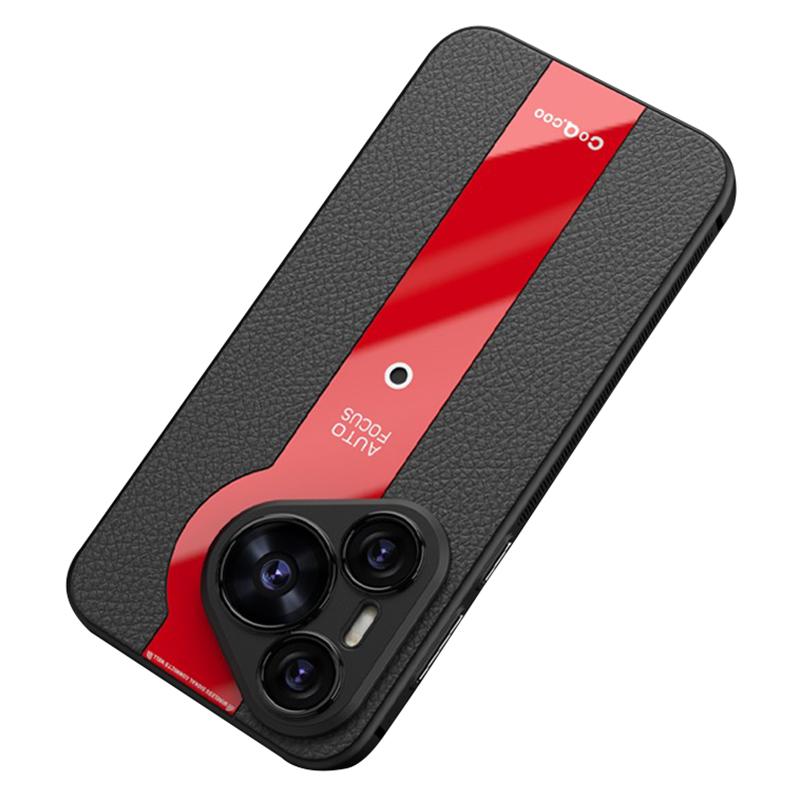 

Q.COO For Huawei Pura 70 Case Shockproof PU Leather+TPU+Acrylic Phone Cover Red