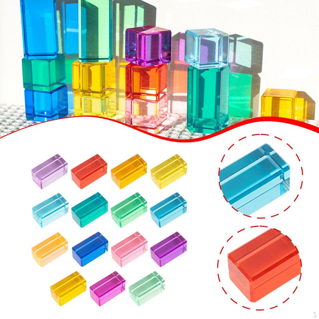 Fargerikt Byggeklosssett for Barn med Akryl Edelstenskuber Stabling og Sensorisk Lek