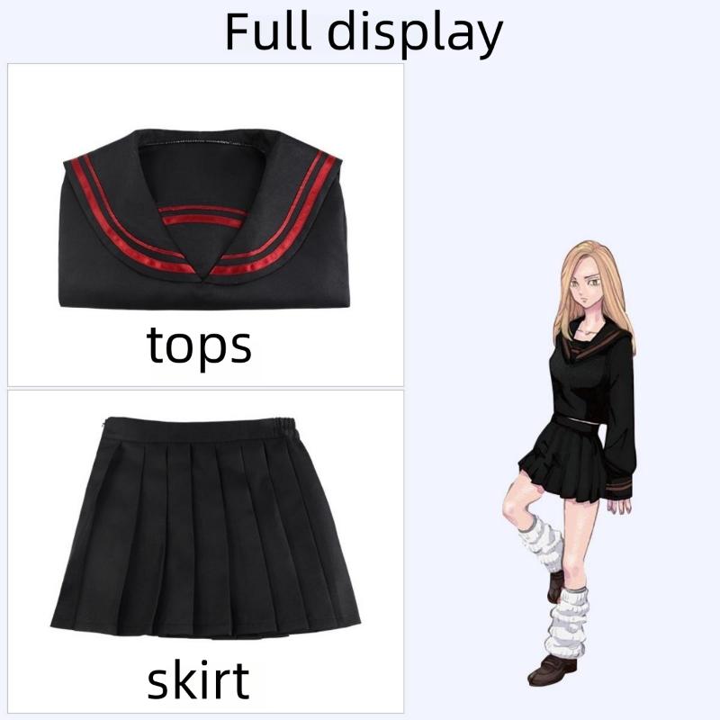 Anime Tokyo Revengers Shiba Yuzuha Cosplay Sailor School Uniform Ragazze Top Nero Gonna Parrucca Tuta Halloween Carnevale Festa Costume