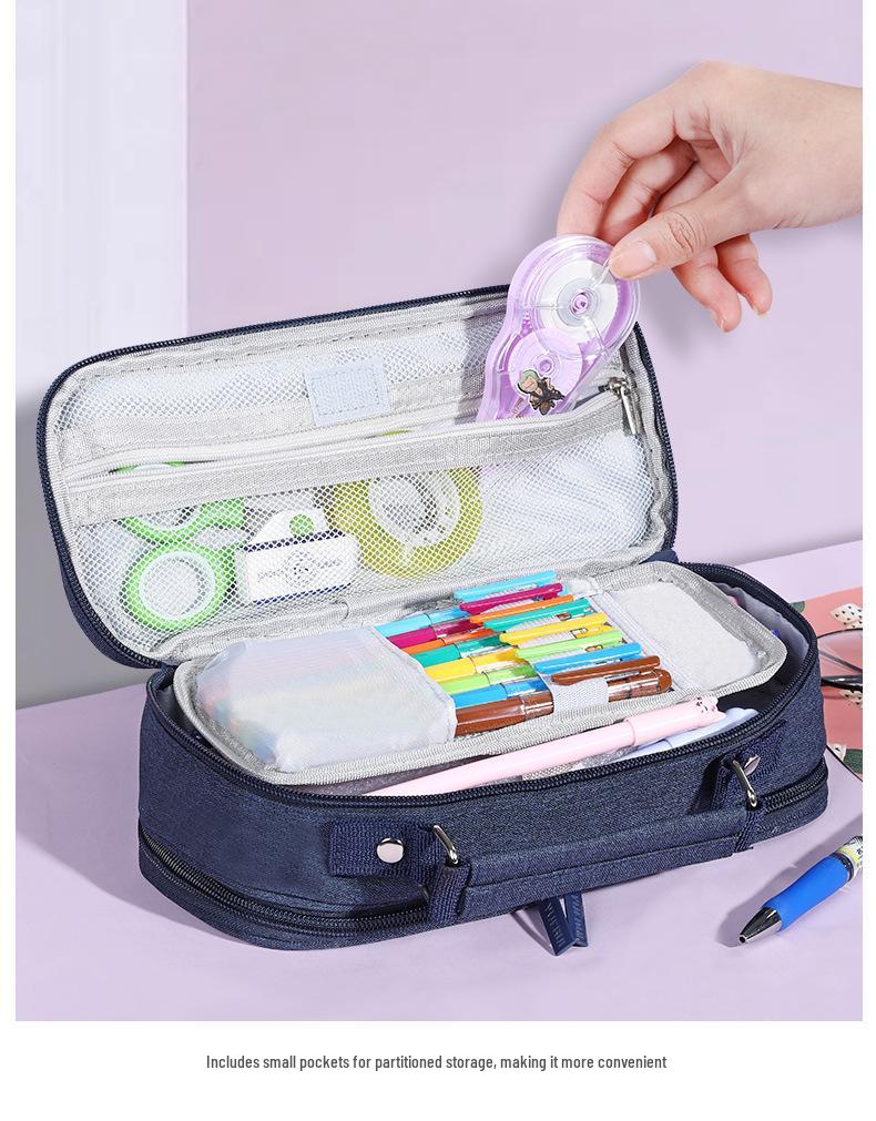Large Capacity Multi-layer Canvas Pencil Case for Students