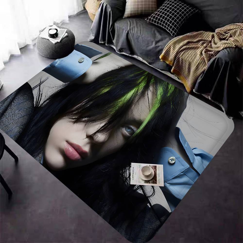 Mode B-Billie Eilish Sänger Zimmerteppiche Rutschfest Wasserabsorbierend Langes Streifenkissen Schlafzimmerteppich Haushalts Teppiche