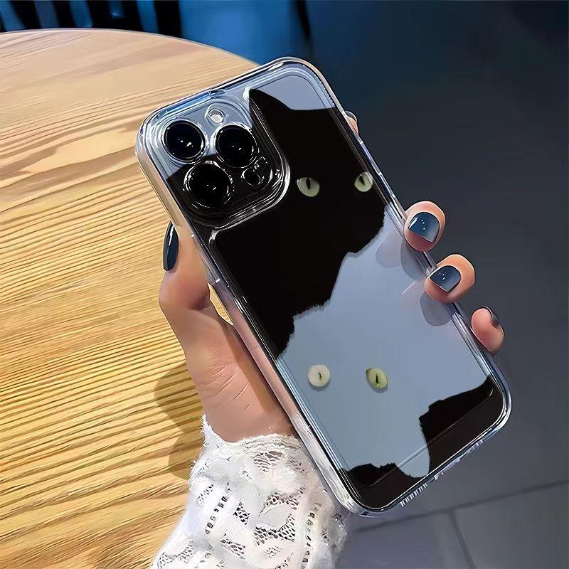 

Black and White Cat Pattern Phone Case for iPhone 17 16 15 14 13 12 11 16E Series Pro Max Plus Double Layer Protection iphone 13 Pro
