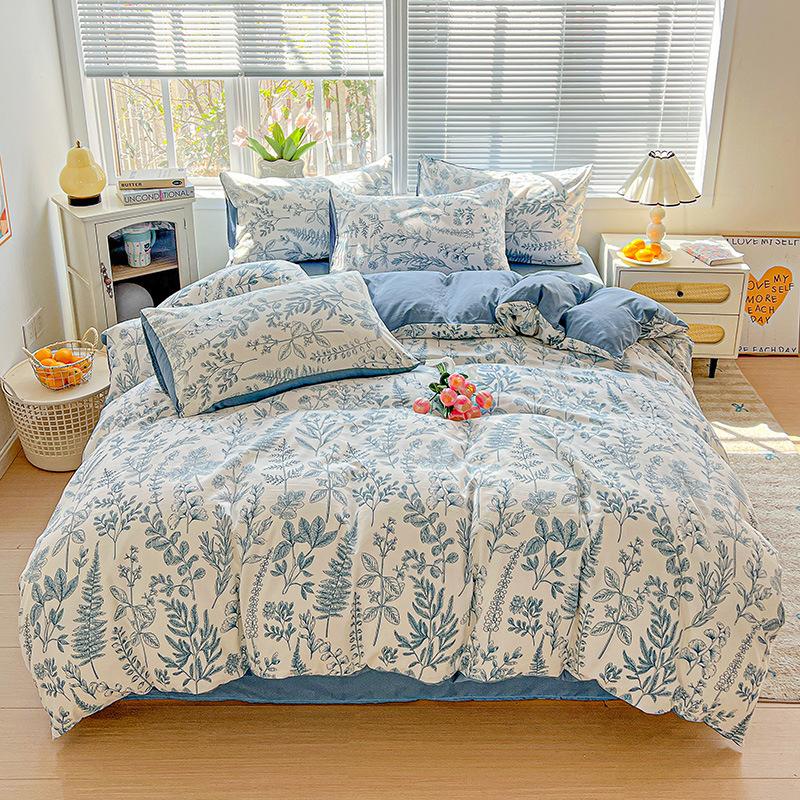 Washed Cotton Single-sided Printing Duvet Cover Single Person Student Dormitory BedSheets Four Season Universal Machine Washable Household Bedding Set