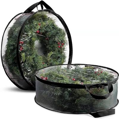 Waterproof Christmas Wreath Protector Dustproof Storage Container Full Visibility PVC Bag For Seasonal Decorations