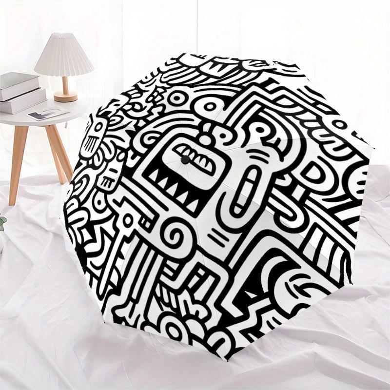 1pc Doodle Art Automatic Open/Close Umbrella with One Touch Button,, Windproof Design   Lightweight Portable Umbrella for Women & Men6101