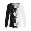 Women's Fashion Casual Pleated Round Neck  Print Long Sleeve T-Shirt Top
