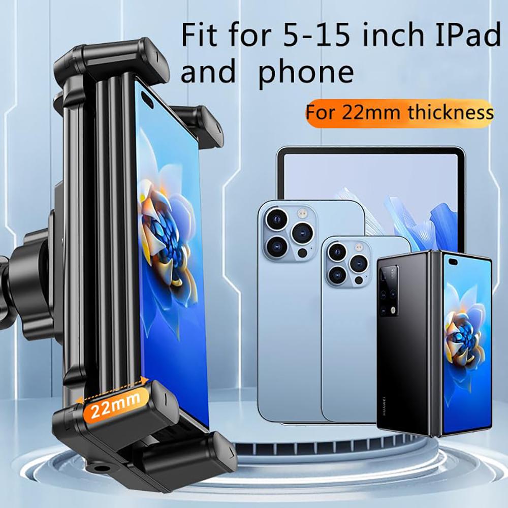Tablet Holder Mount for Treadmill Exercise Bike Stroller Wheelchair Golf Cart 360° Rotatable Clamp for 4.7" to 12.9" Device