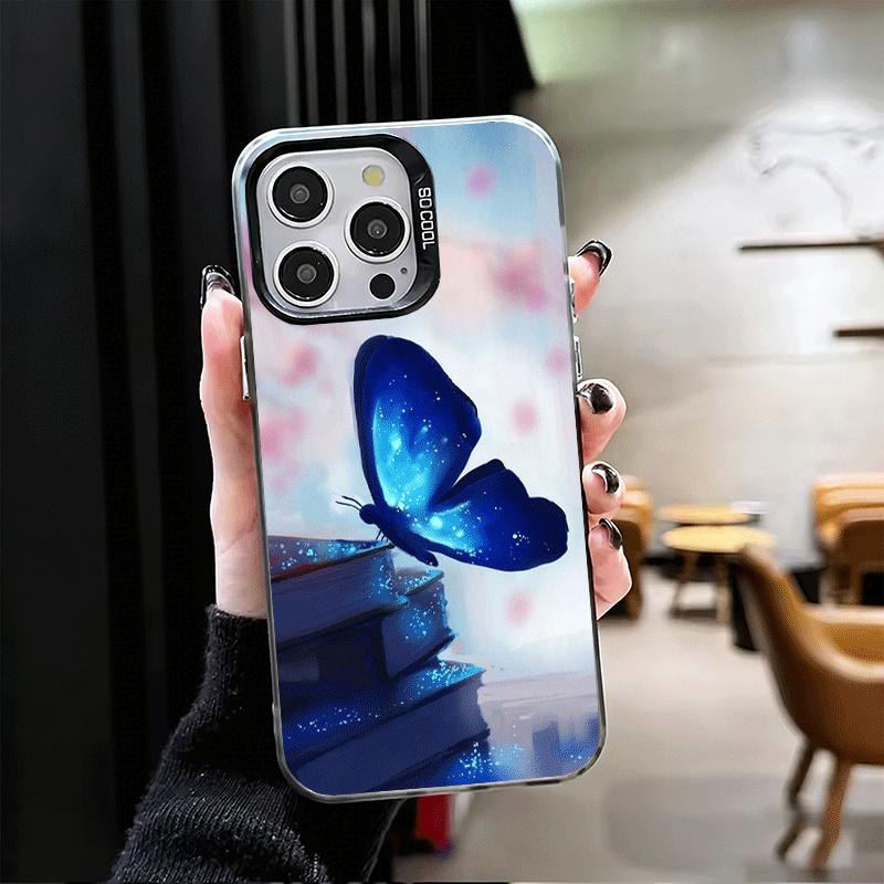 Blue Butterfly Aesthetics Shockproof Phone Case for iPhone 17 Air 16 16E 15 Pro Max 14 Plus 13 Mini 12 Back Cover Anti Fall Fund