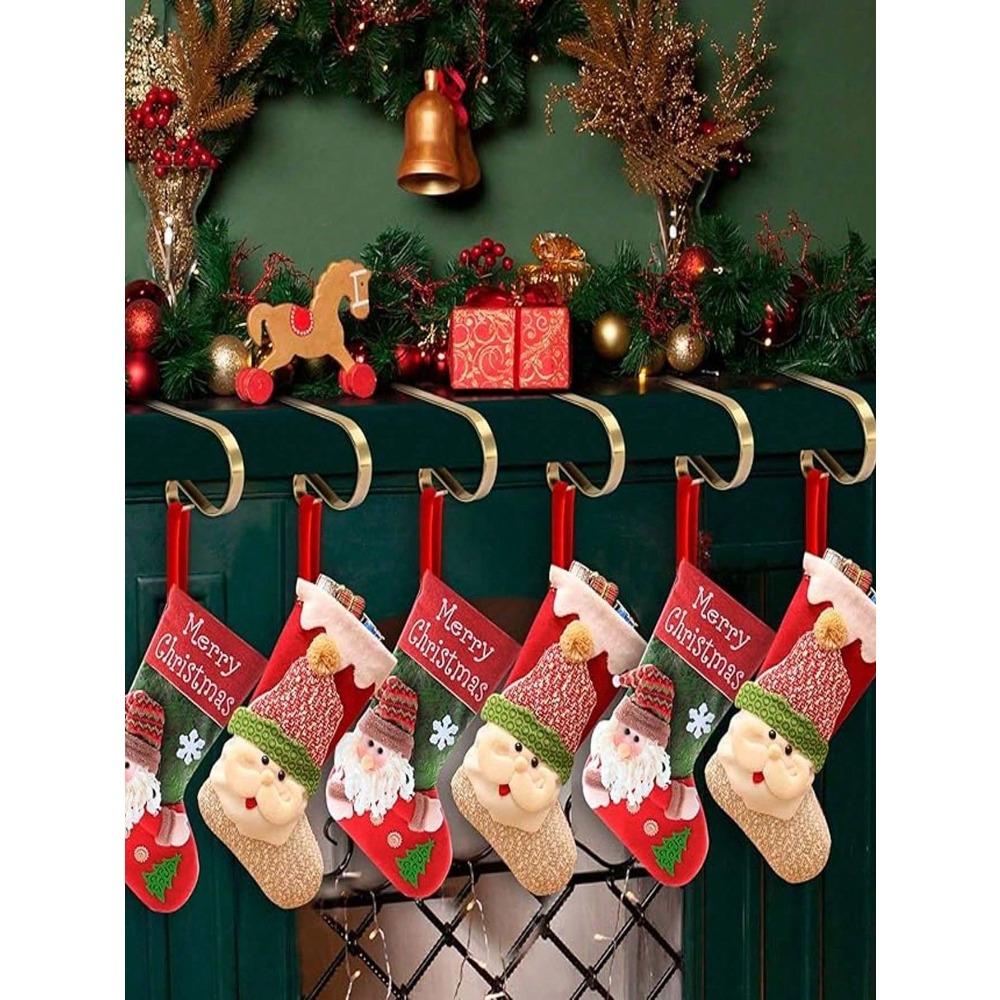 Goldene & Silberne Weihnachtsstiefelhalter-Haken, Kamin-Hängehaken, Rutschfeste Weihnachtsbaumschmuck-Haken für Geburtstagsfeier, Hochzeit