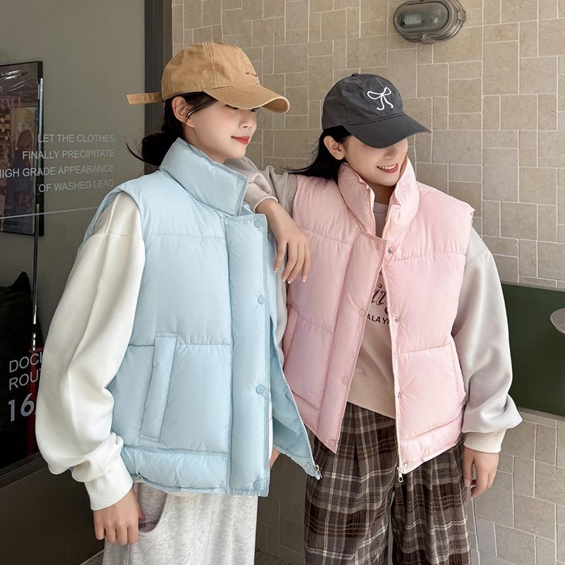 Down Cotton Clothes Vest Women's Autumn and Winter New Loose Cotton Vest Solid Color Cotton Clothes Vest Jacket