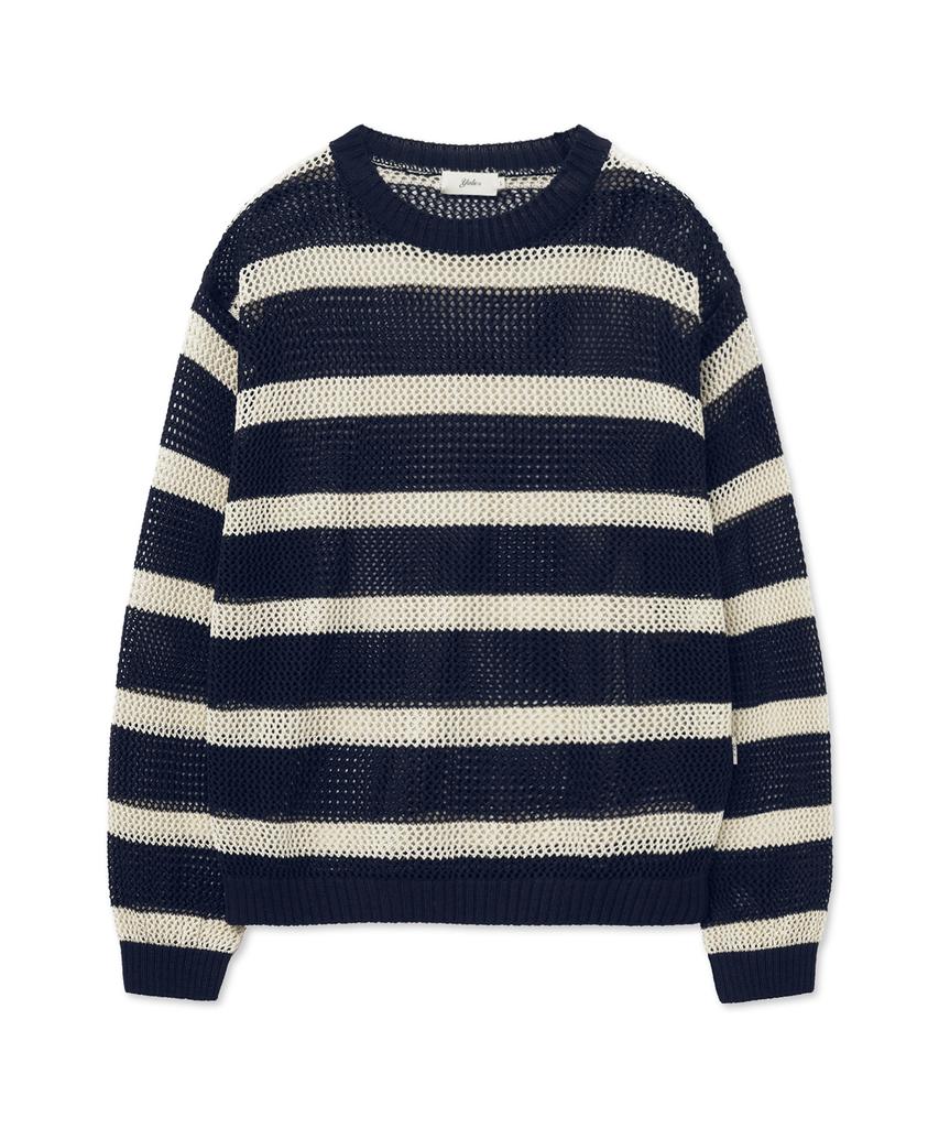 YALE Striped Curly Knit_Navy