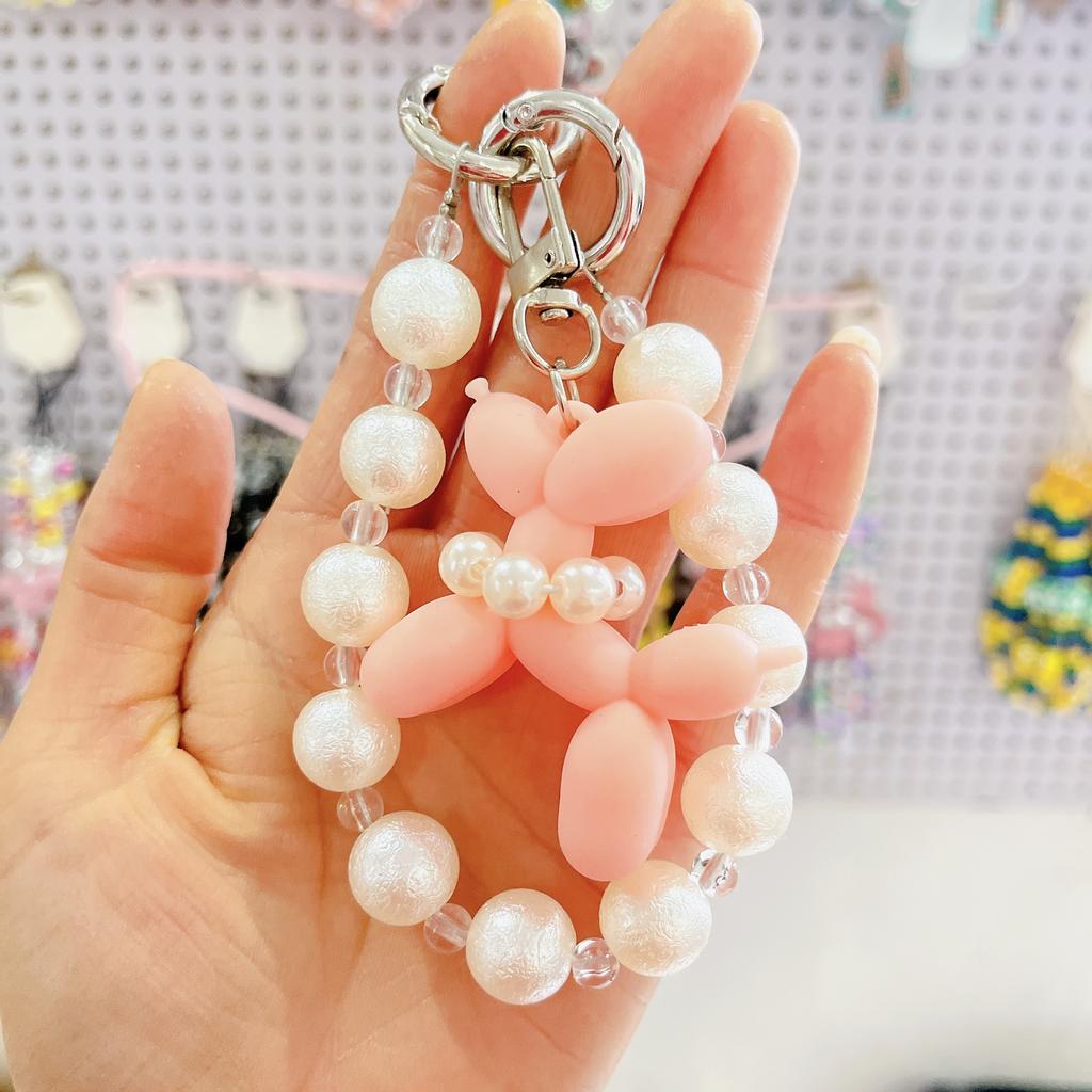 Colorful Beaded Flower Keychain, Kawaii Acrylic Flower Bag Charm with Clip