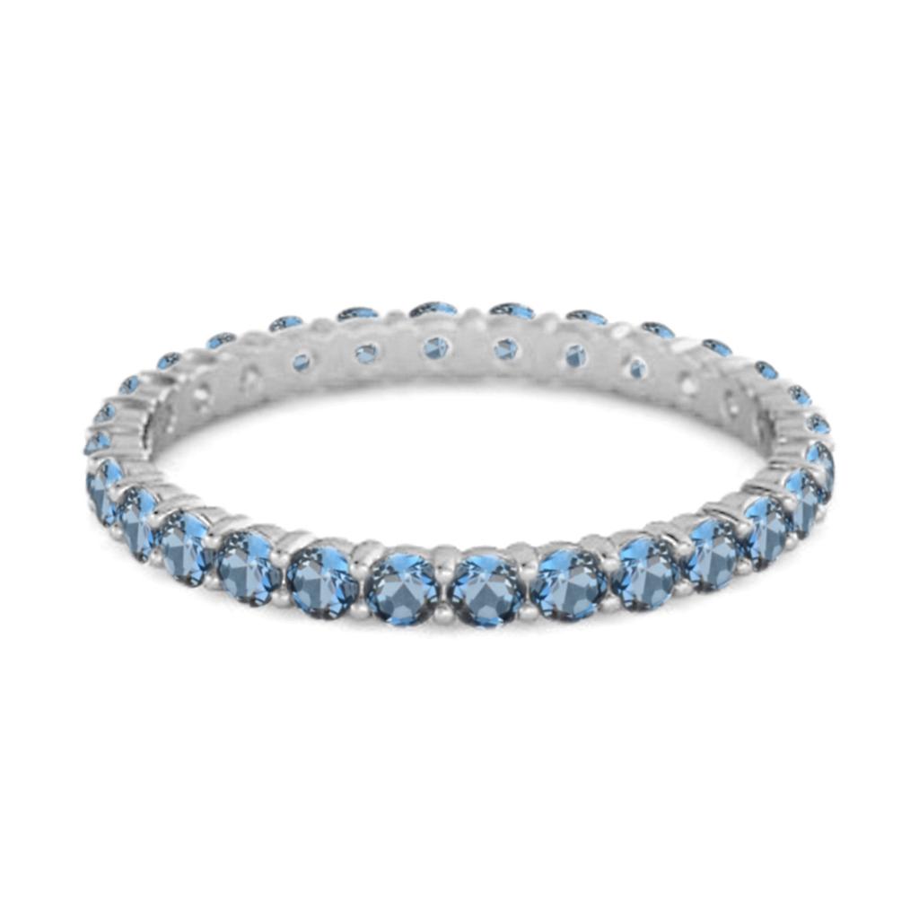 London Blue Topaz Eternity Band Ring - 925 Sterling Silver