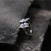 Adjustable Open Ring In Antique Finish With Leaf Motif Unisex Vintage Geometric Jewelry Daily Wear