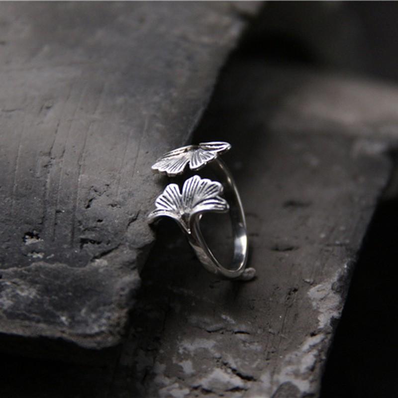 Adjustable Open Ring In Antique Finish With Leaf Motif Unisex Vintage Geometric Jewelry Daily Wear