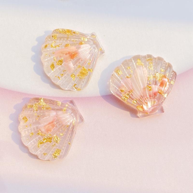 10pcs Kawaii Resin Mixed Transparent Colored Stone Shells Flat Back Cabochon Crafts Clothing DIY Scrapbooking Accessories G80