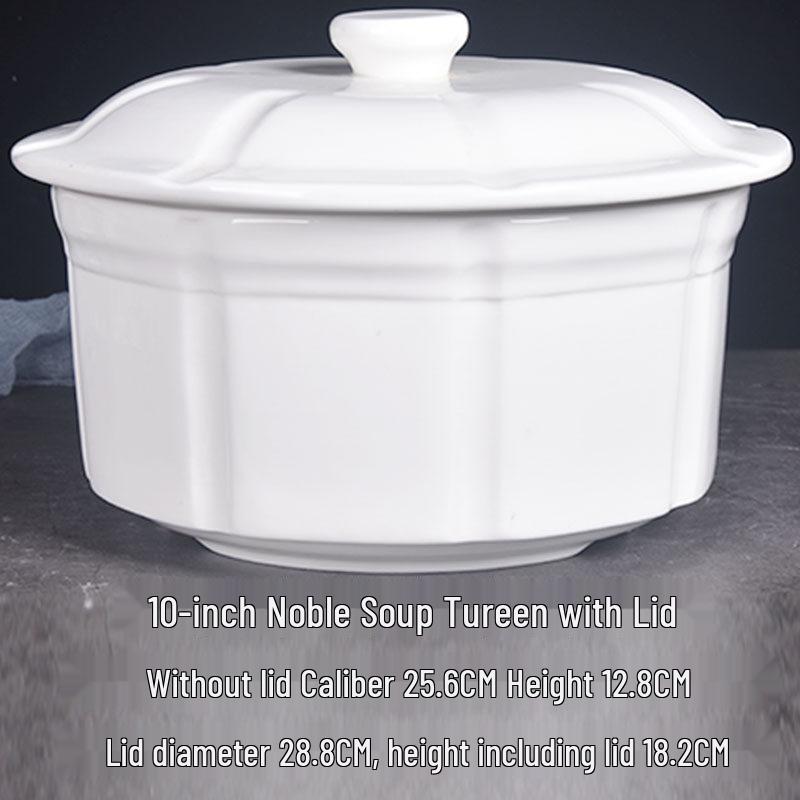 Pure White Ceramic Stew Pot with Lid - Large Double Boiler for Soups, Bird's Nest, Sugar Water, and Steamed Egg Dishes