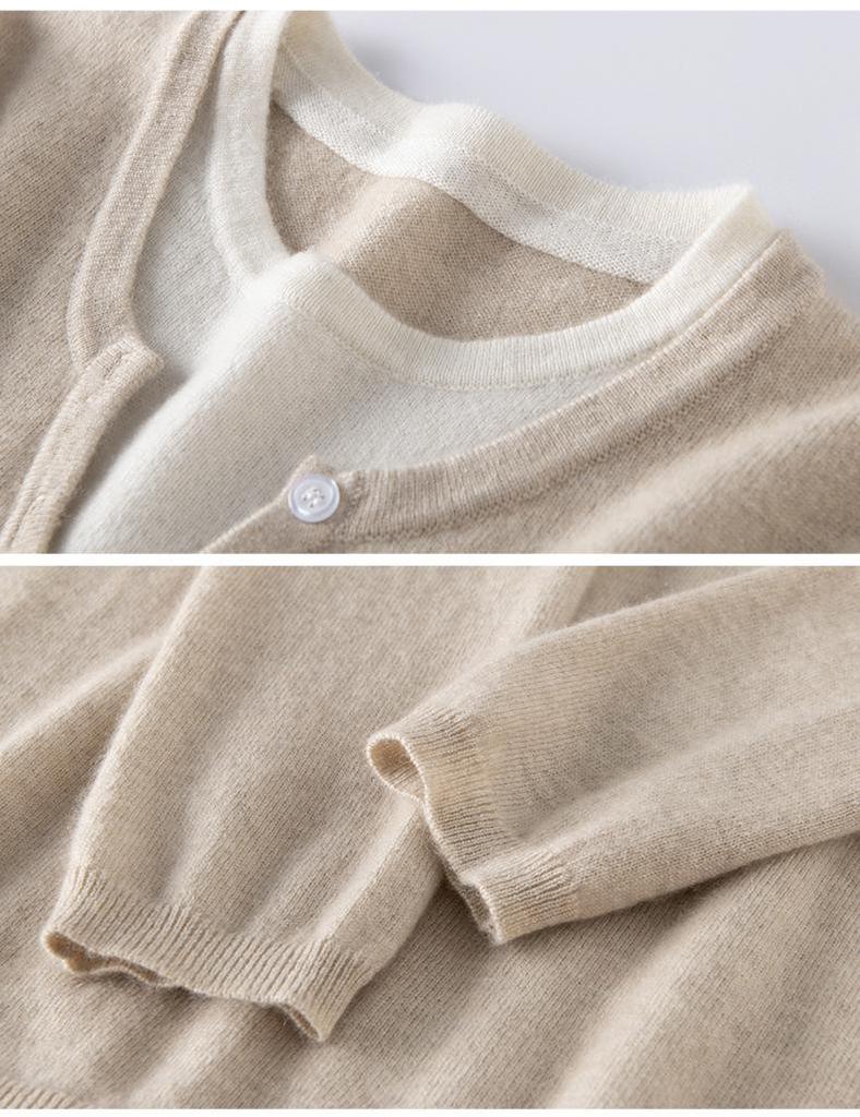 Women's Cashmere Color Block Knit Top: Autumn and Winter Pullover, Round Neck, Fake Two-Piece Design.