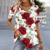 New 3D Floral Printed Women Short Sleeves Tops Fashion Casual Breathable T-shirts Tops Summer Ladies V-neck Tees Shirts Blouse