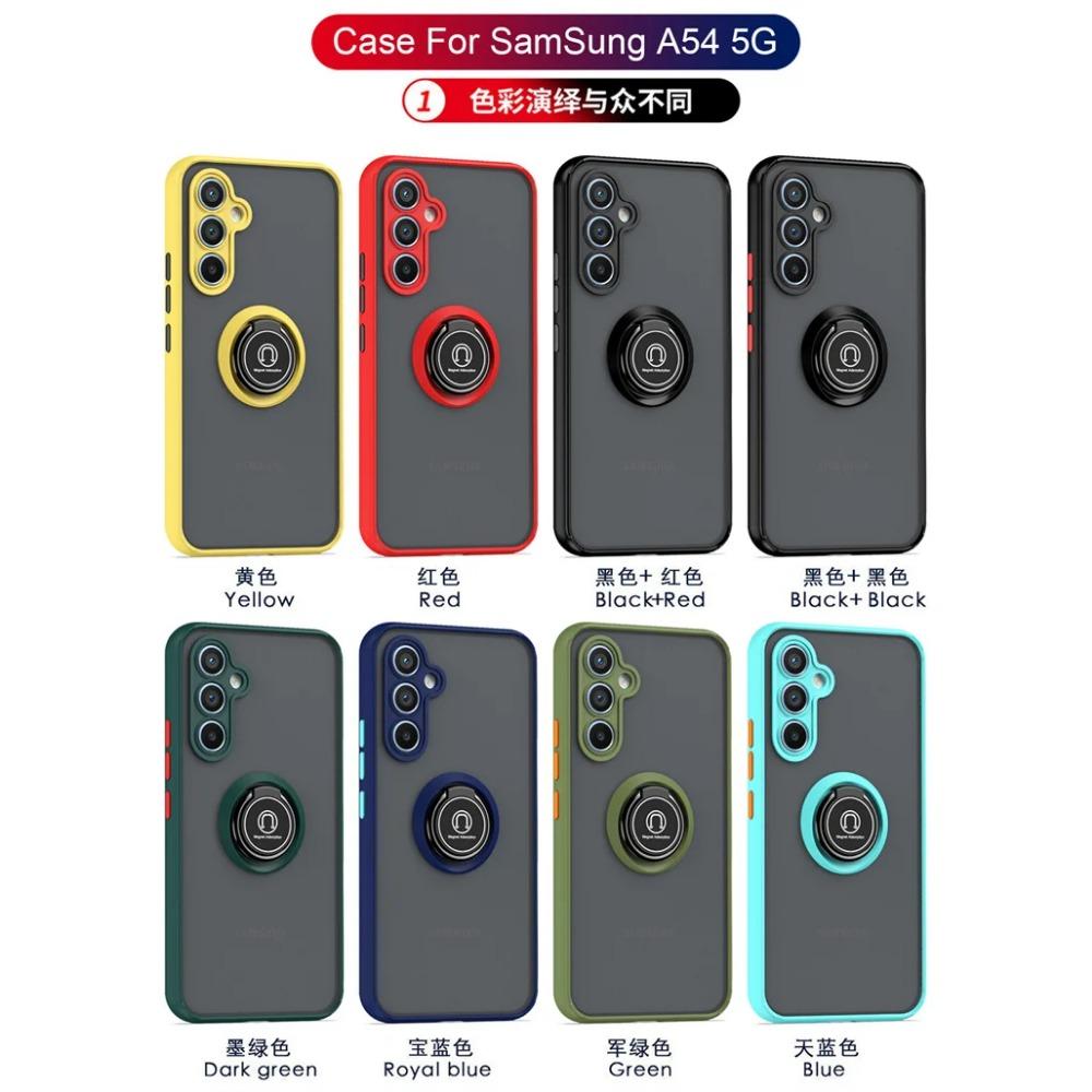 Armor Magnetic Matte Holder Case for Samsung Galaxy A55 A53 A50 A15 A35 A51 A91 A90 A33 Cover Ring  Stand Shockproof Business Full Protection Cover