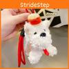 White West Highland Terrier Hamburger Fries Design Plush Keychain Doll Pendant