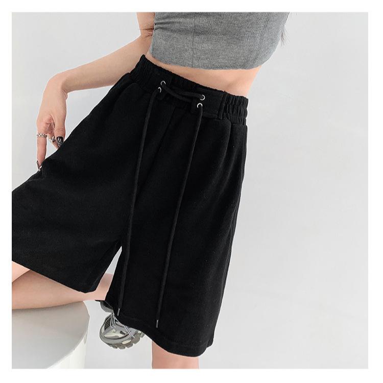 Strapped Sports Shorts for Women In Summer Thin Small High Waist Casual Loose Wide-leg Pants Mid-length Pants American Five-point Pants