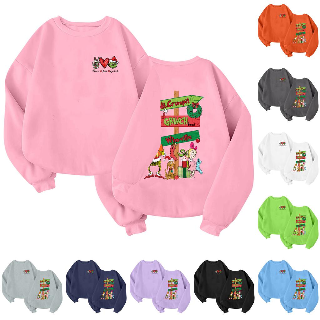 Children's Fashionable Lightweight Long-sleeved Round Neck Pullover With Pockets Printed Pullover