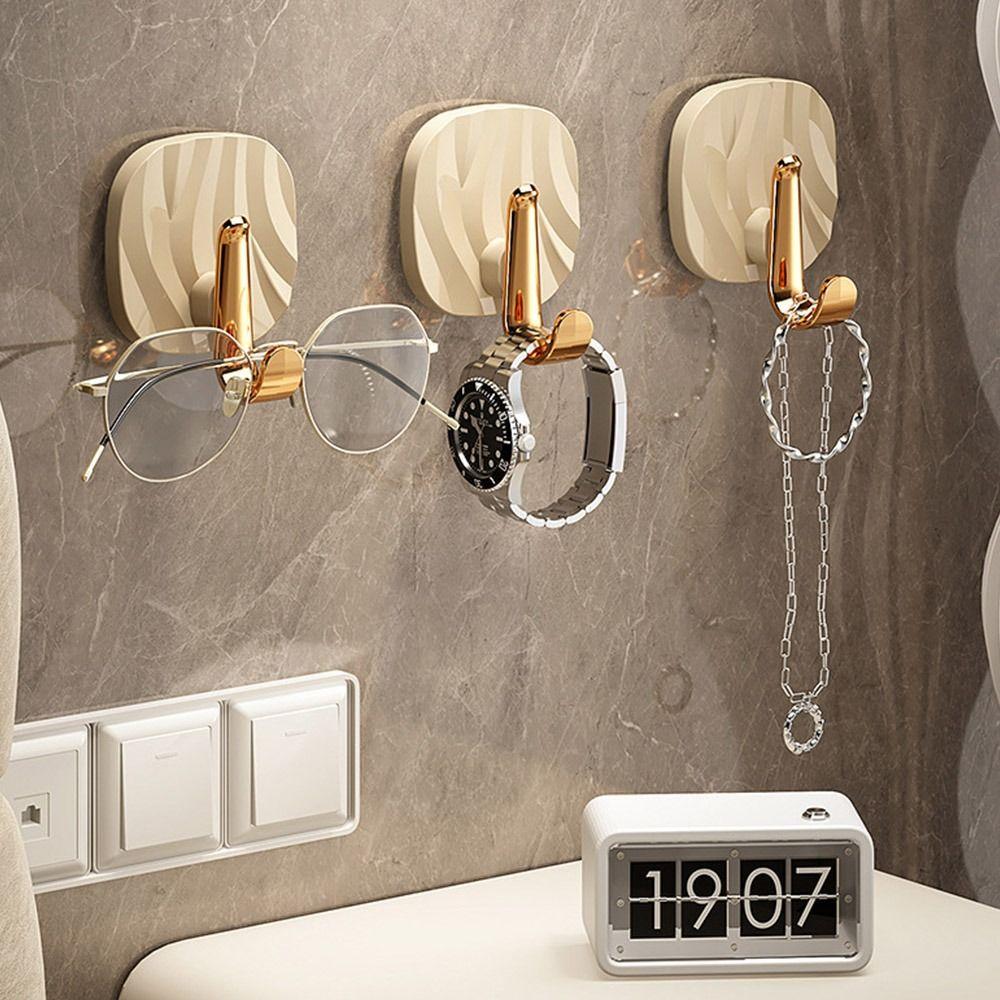 4pcs Hanging Light luxury Wall Hook Self Adhesive Key Bag Hooks Bathroom Hooks  Home Organization