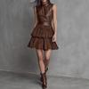 Leather Sleeveless Layered Dress - Spring/Summer Fashion Trend, European American Style