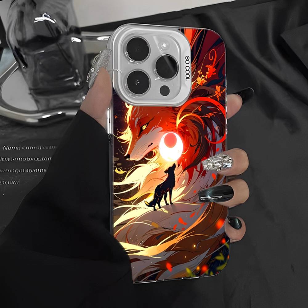 Cartoon Animal Fox Phone Case For IPhone 17 16 15 14 11 12 13 Pro Max Pro Plus Colored Silver Cover