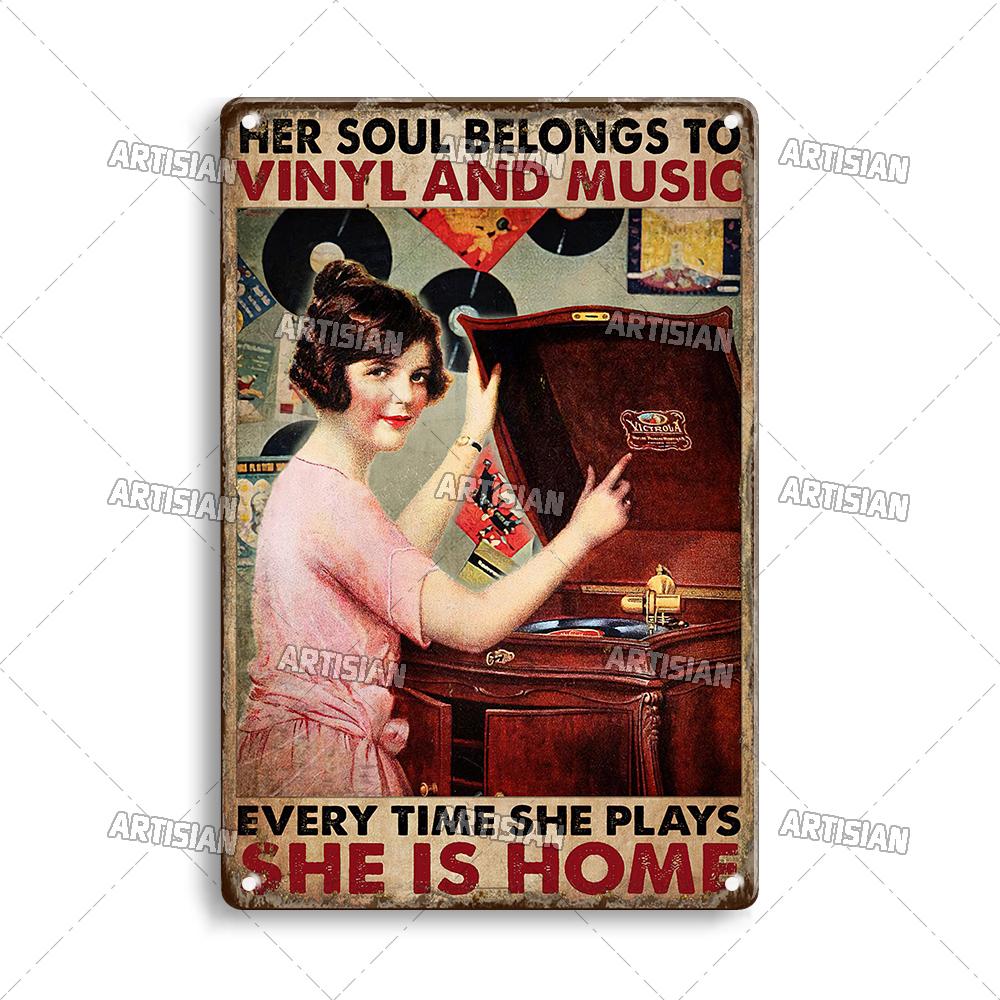 Artisian Music Metallschild Vinyl Blechposter Instrument Dekorative Platte Wanddeko Garage Bar Pub Club Hotel Café Küche Zuhause