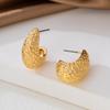 Elegant Wrinkle Gold Color Waterdrop Earrings for Women Fashionable Commute Style Earrings Daily Wear Party Gifts