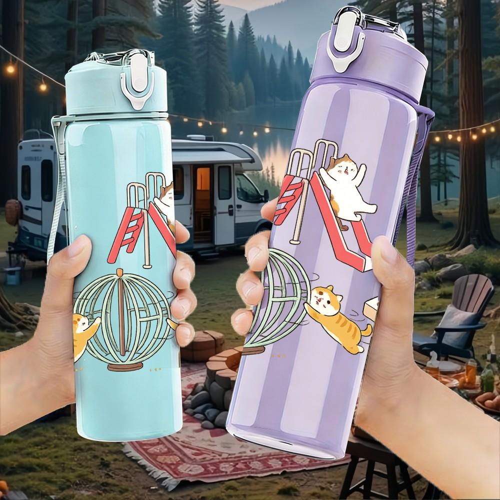 1PC Sneaker Shoe Retro Art Print 750ml Color Plastic Sports Water Bottle Leakproof Flip Straw Lid Suitable for Sports Office Home Use