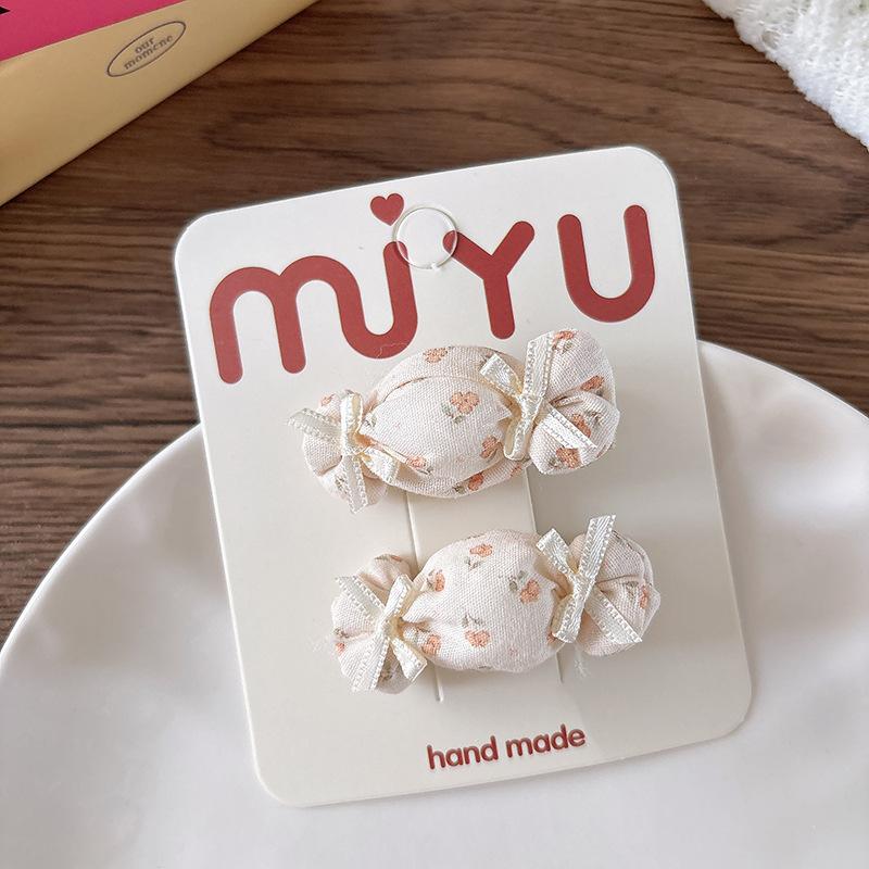 

2pcs/set Children Candy Hairpins Fabric Plaid Girls Hair Clips Cute Barrettes Bangs Side Clip Hairclip Hair Headwear Accessories