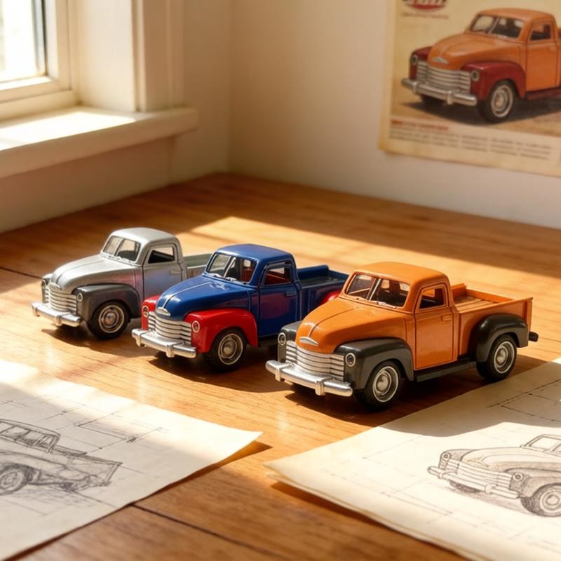 1:38 Vintage Klassisch Retro Pickup, Legierungsmodellauto, Simuliertes Fahrzeug, Niedlicher LKW, Spielzeugmodell für Jungen, Task Force 1955 Ornamente