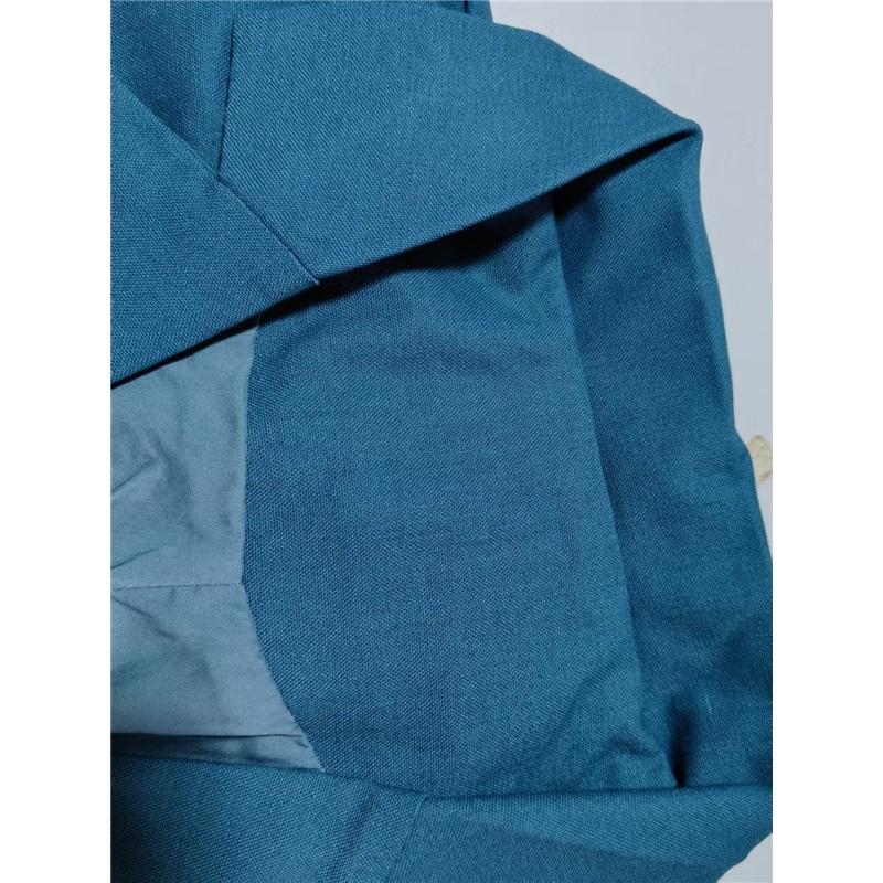 Blue linen long sleeved retro artistic casual suit jacket