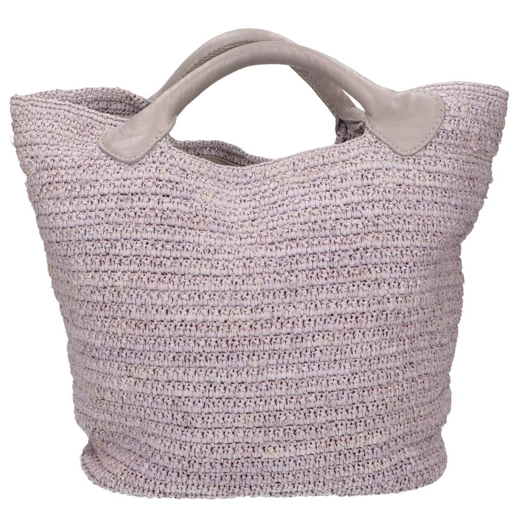 Helen Kaminski Cassia S Raffia X Leather 2-Way Shoulder Bag Tote Bag grayUsed